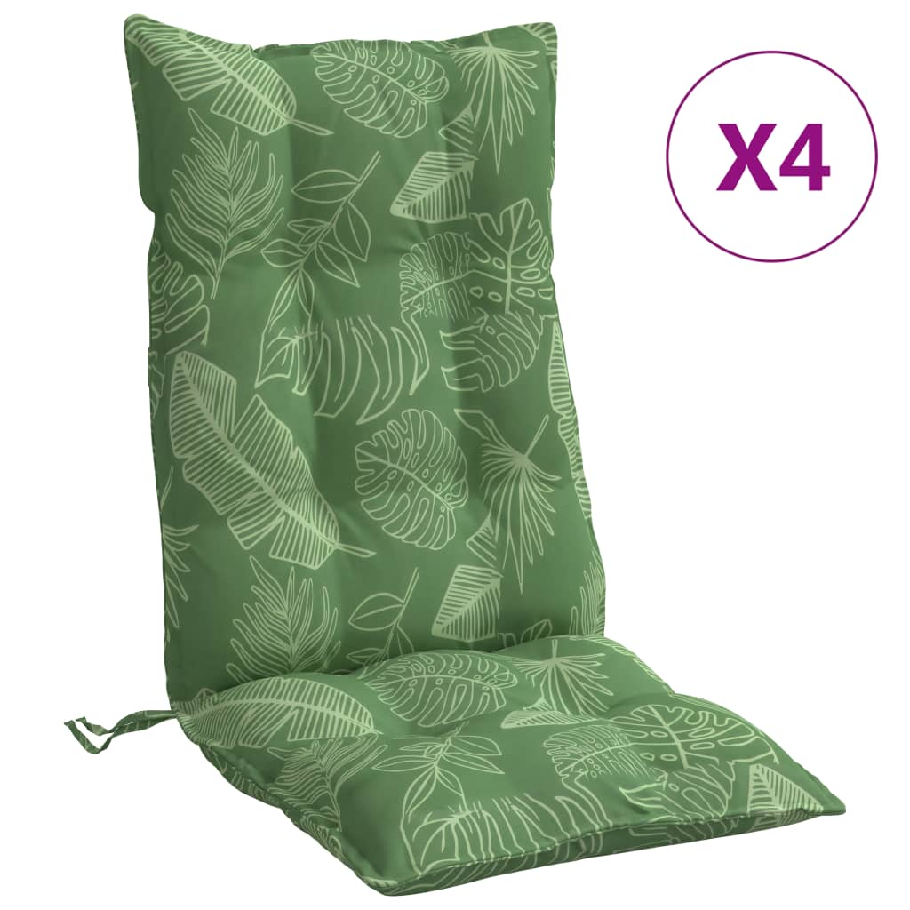Cuscini Sedia Schienale Alto 4 pz Motivo Foglie Tessuto Oxford | homemem39