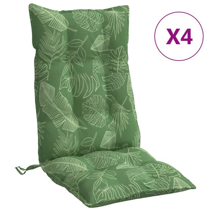 Cuscini Sedia Schienale Alto 4 pz Motivo Foglie Tessuto Oxford | homemem39