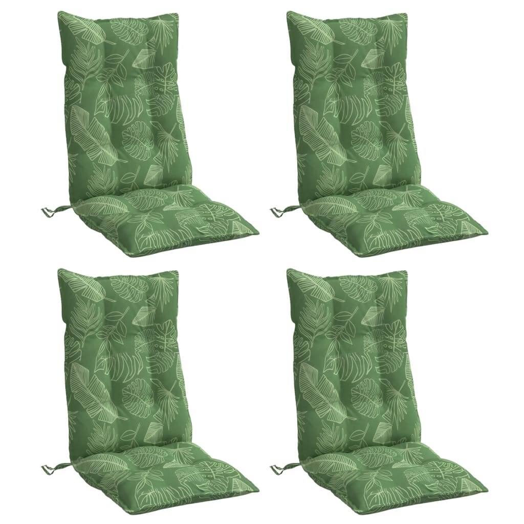 Cuscini Sedia Schienale Alto 4 pz Motivo Foglie Tessuto Oxford | homemem39