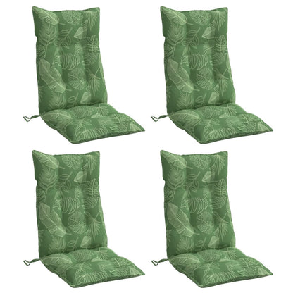 Cuscini Sedia Schienale Alto 4 pz Motivo Foglie Tessuto Oxford | homemem39