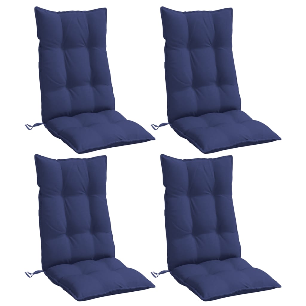 Cuscini Sedia con Schienale Alto 4 pz Blu Marino Tessuto Oxford | homemem39