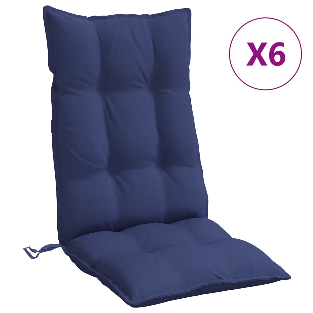 Cuscini Sedia con Schienale Alto 6 pz Blu Marino Tessuto Oxford | homemem39