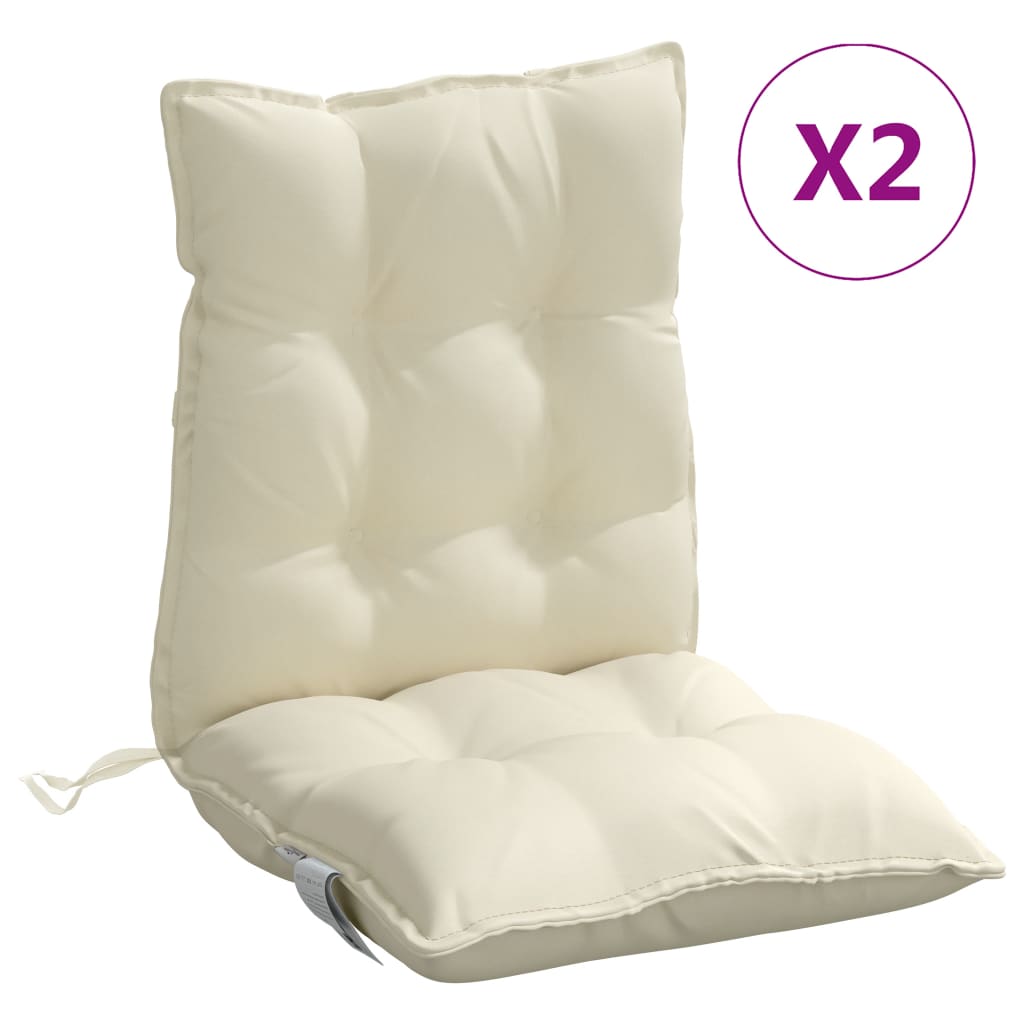 Cuscini per Sedia Schienale Basso 2 pz Crema in Tessuto Oxford | homemem39