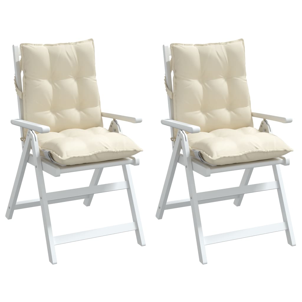 Cuscini per Sedia Schienale Basso 2 pz Crema in Tessuto Oxford | homemem39