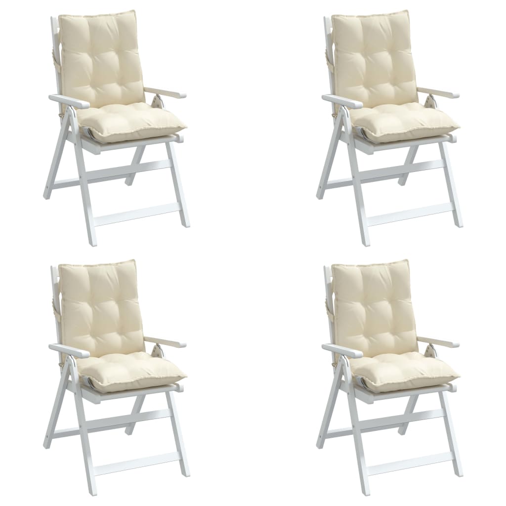 Cuscini per Sedia Schienale Basso 4 pz Crema in Tessuto Oxford | homemem39