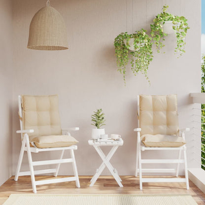 Cuscini per Sedia Schienale Basso 2 pz Beige in Tessuto Oxford