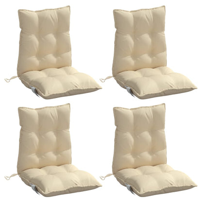 Cuscini per Sedia Schienale Basso 4 pz Beige in Tessuto Oxford
