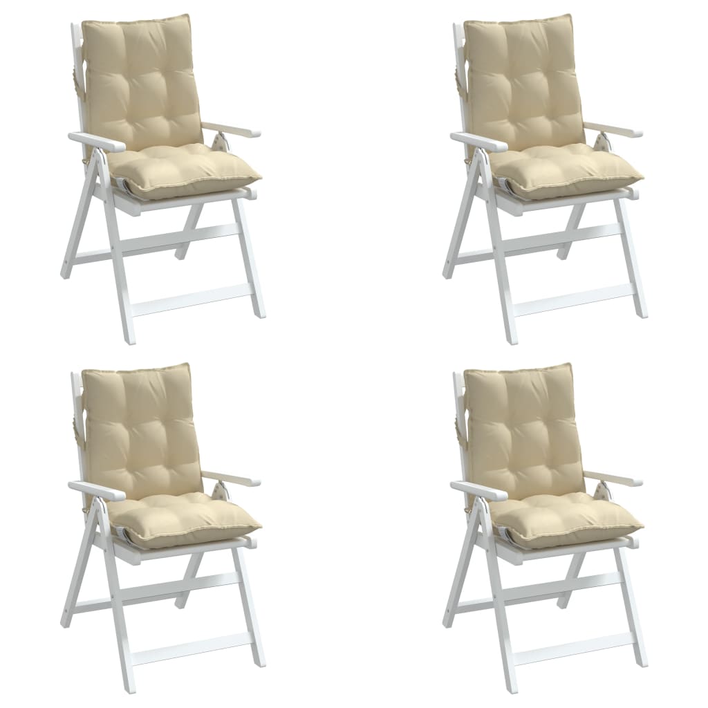 Cuscini per Sedia Schienale Basso 4 pz Beige in Tessuto Oxford | homemem39