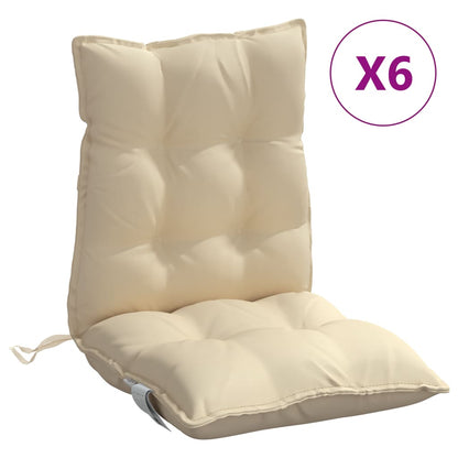 Cuscini per Sedia Schienale Basso 6 pz Beige in Tessuto Oxford | homemem39