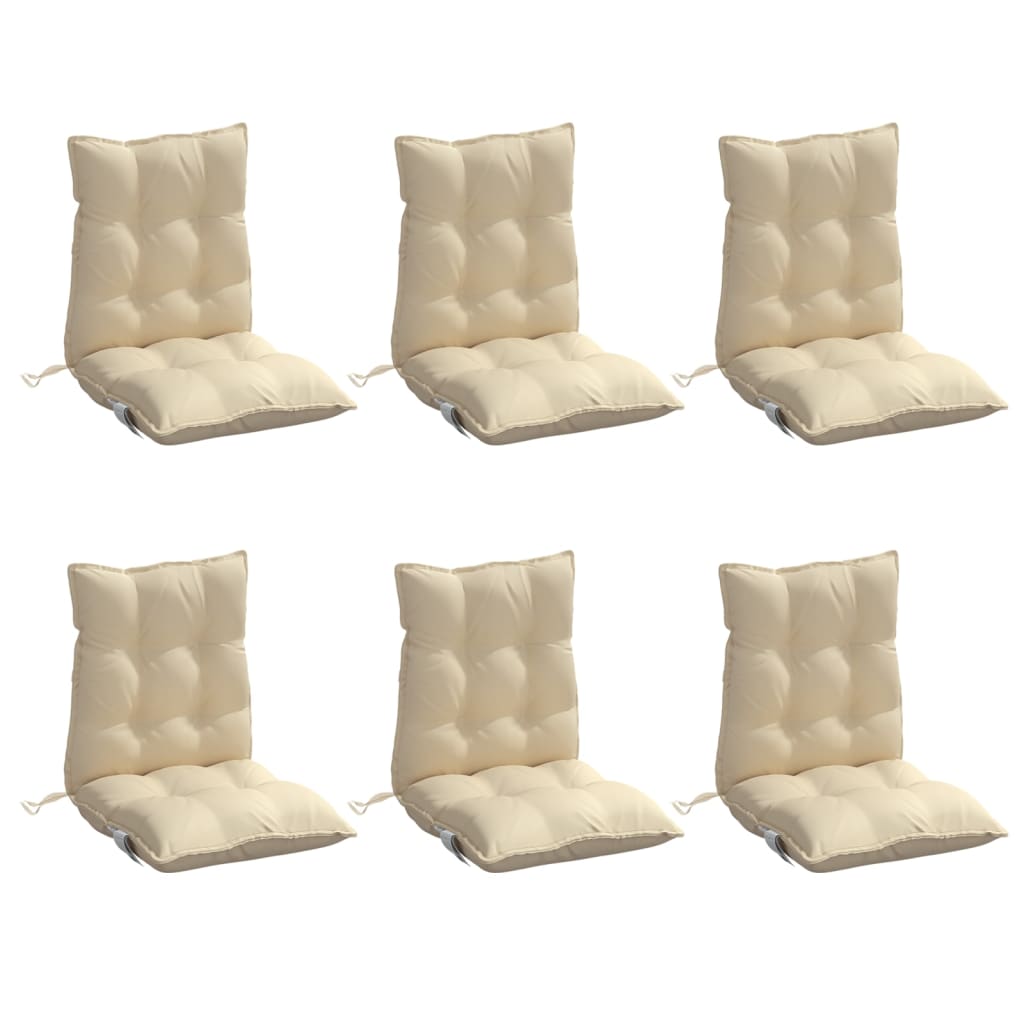 Cuscini per Sedia Schienale Basso 6 pz Beige in Tessuto Oxford | homemem39
