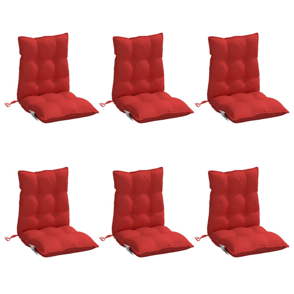 Cuscini per Sedia Schienale Basso 6 pz Rossi in Tessuto Oxford | homemem39