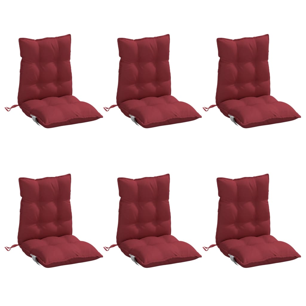 Cuscini per Sedia Schienale Basso 6pz Rosso Vino Tessuto Oxford | homemem39