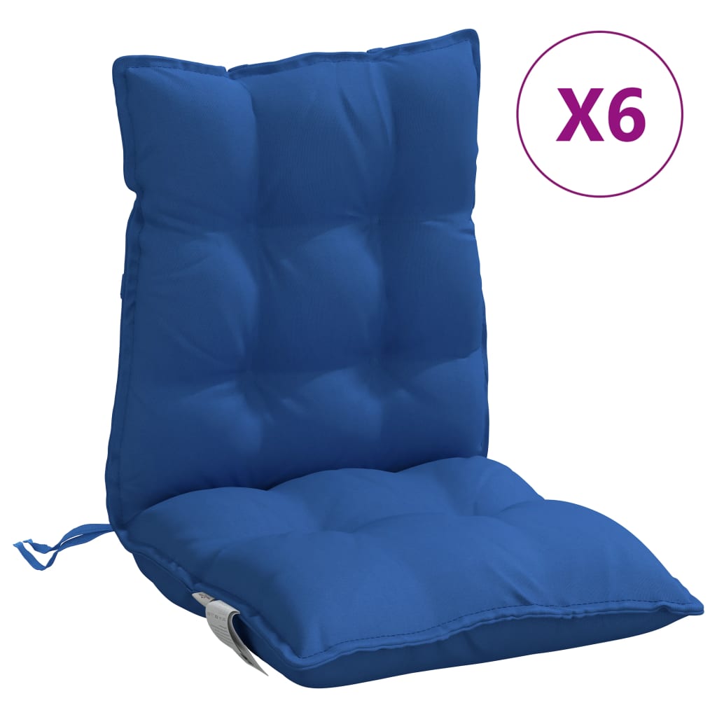 Cuscini Sedia con Schienale Basso 6 pz Blu Reale Tessuto Oxford - homemem39