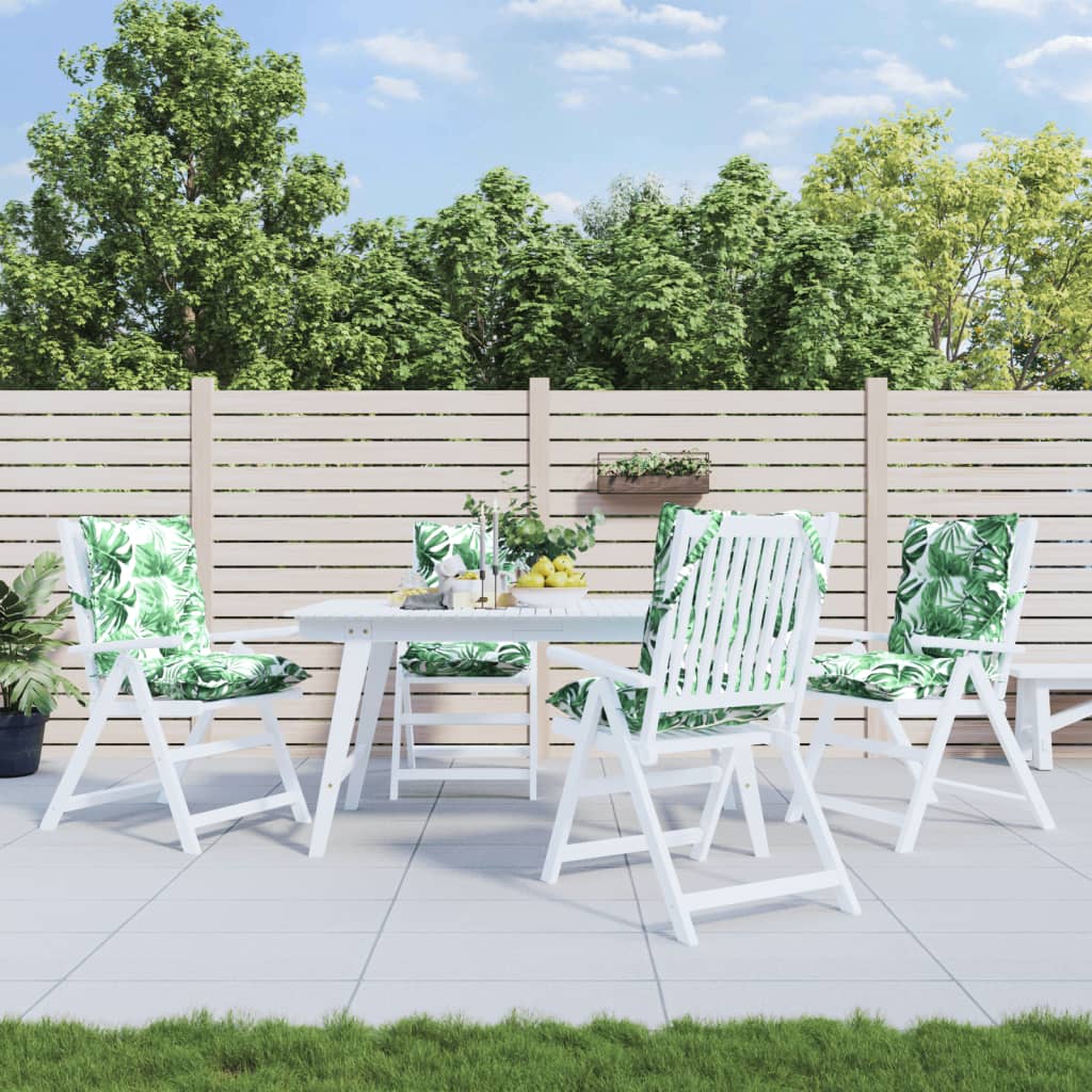 Cuscini Sedia Schienale Basso 4 pz Motivo Foglie Tessuto Oxford - homemem39