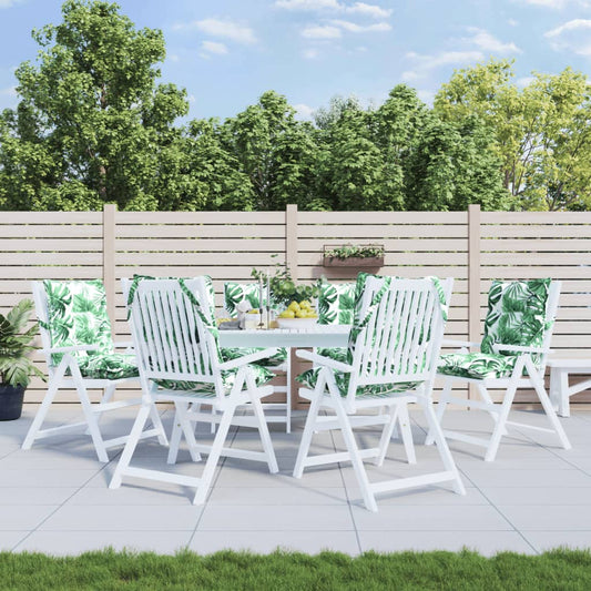 Cuscini Sedia Schienale Basso 6 pz Motivo Foglie Tessuto Oxford - homemem39