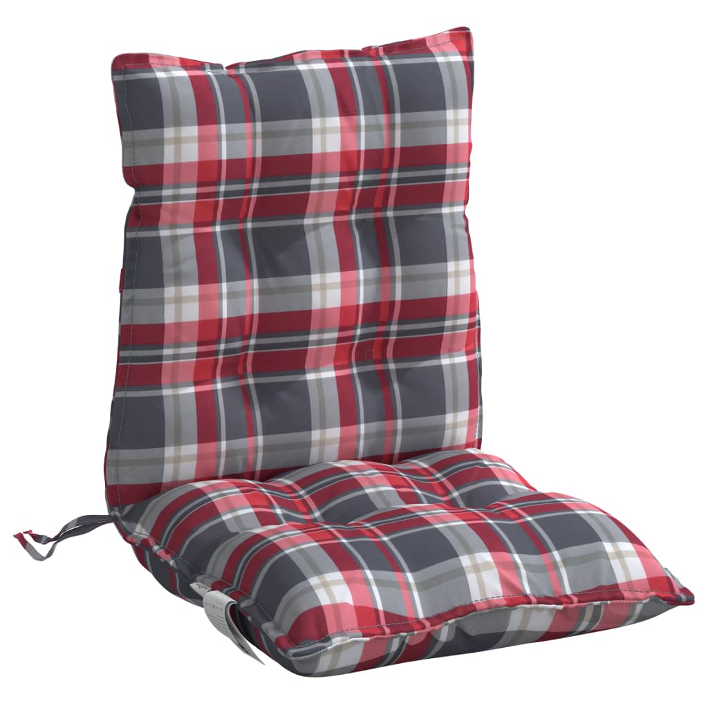 Cuscini Sedia Schienale Basso 4 pz Quadri Rosso Tessuto Oxford | homemem39