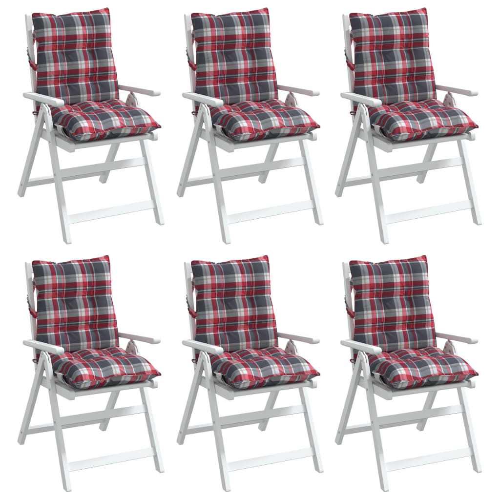 Cuscini Sedia Schienale Basso 6 pz Quadri Rosso Tessuto Oxford | homemem39