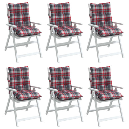 Cuscini Sedia Schienale Basso 6 pz Quadri Rosso Tessuto Oxford | homemem39