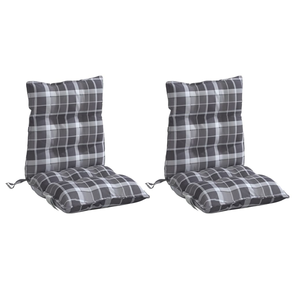 Cuscini Sedia Schienale Basso 2 pz Quadri Grigio Tessuto Oxford | homemem39