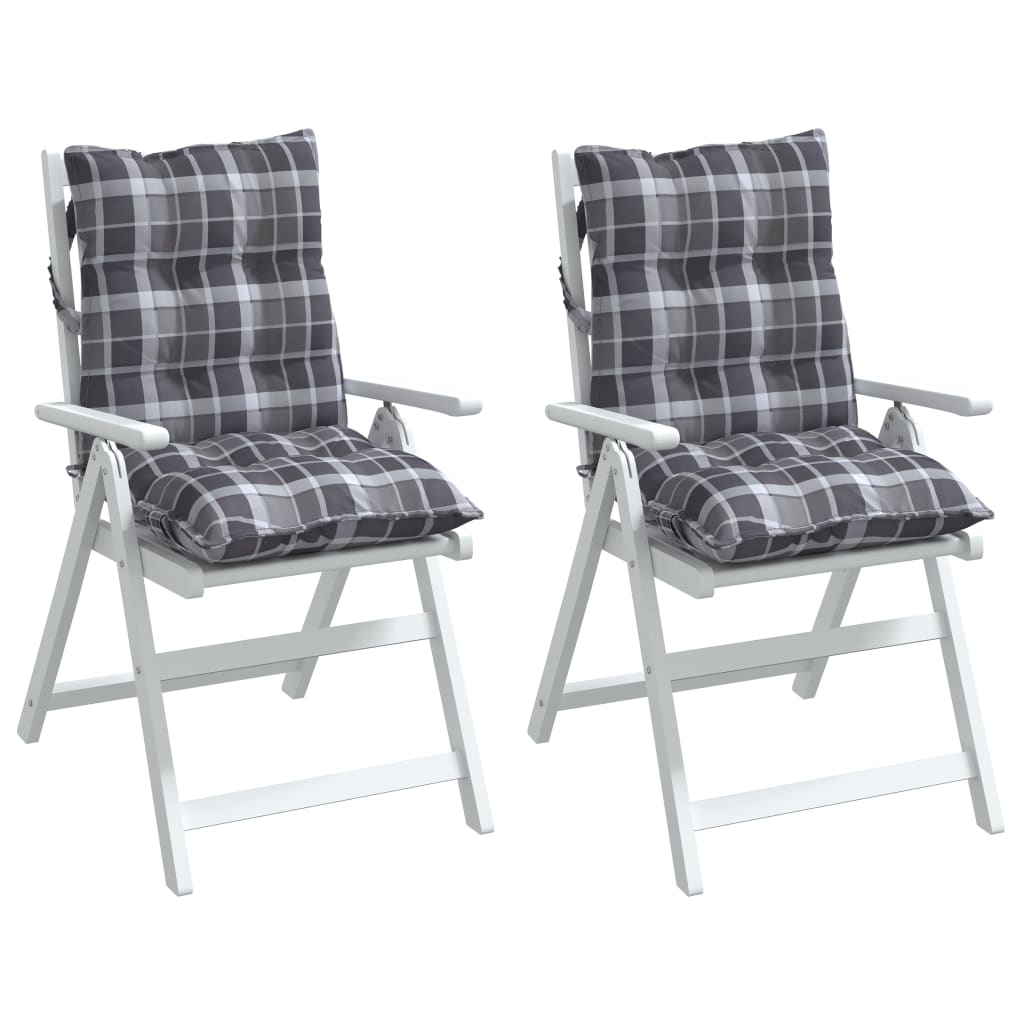 Cuscini Sedia Schienale Basso 2 pz Quadri Grigio Tessuto Oxford | homemem39