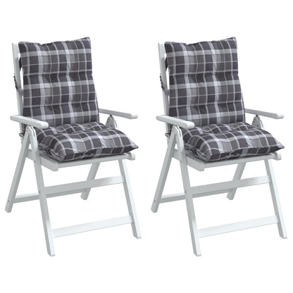 Cuscini Sedia Schienale Basso 2 pz Quadri Grigio Tessuto Oxford | homemem39