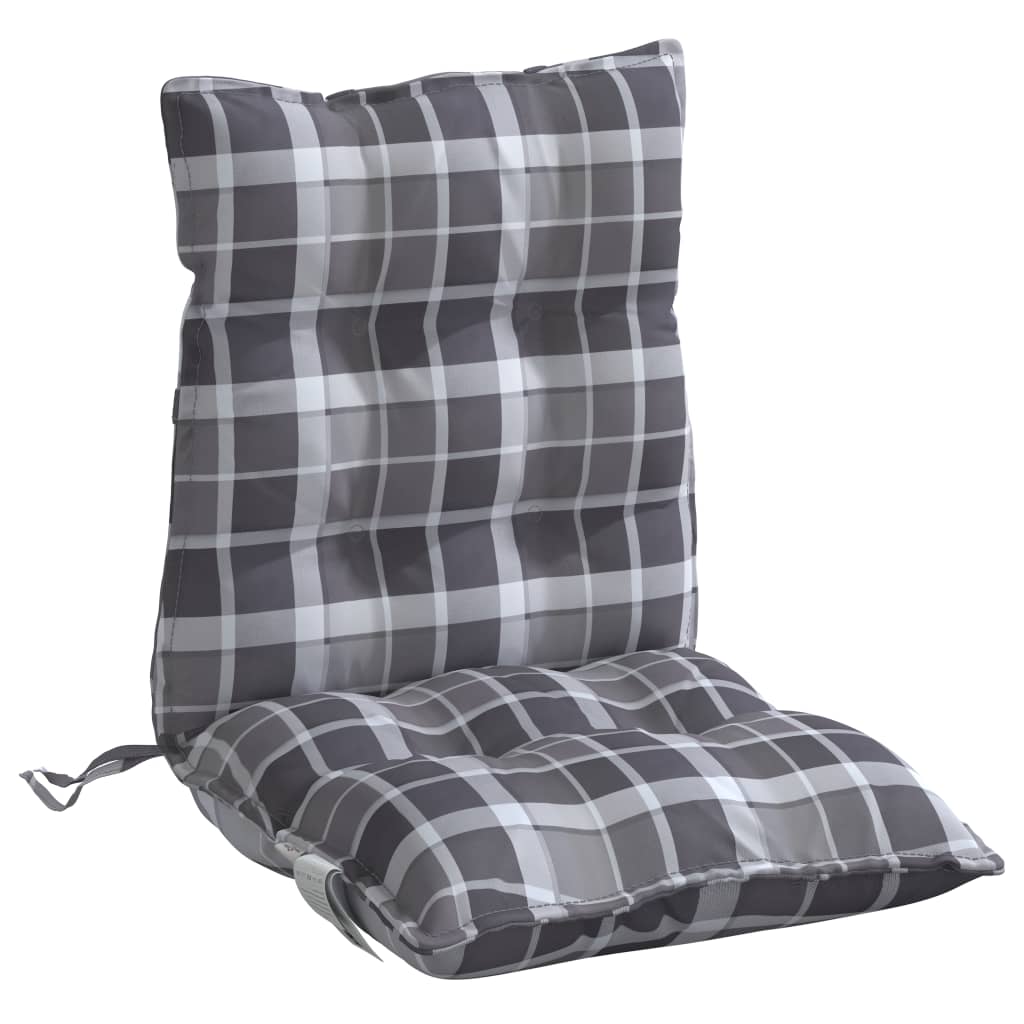 Cuscini Sedia Schienale Basso 2 pz Quadri Grigio Tessuto Oxford | homemem39