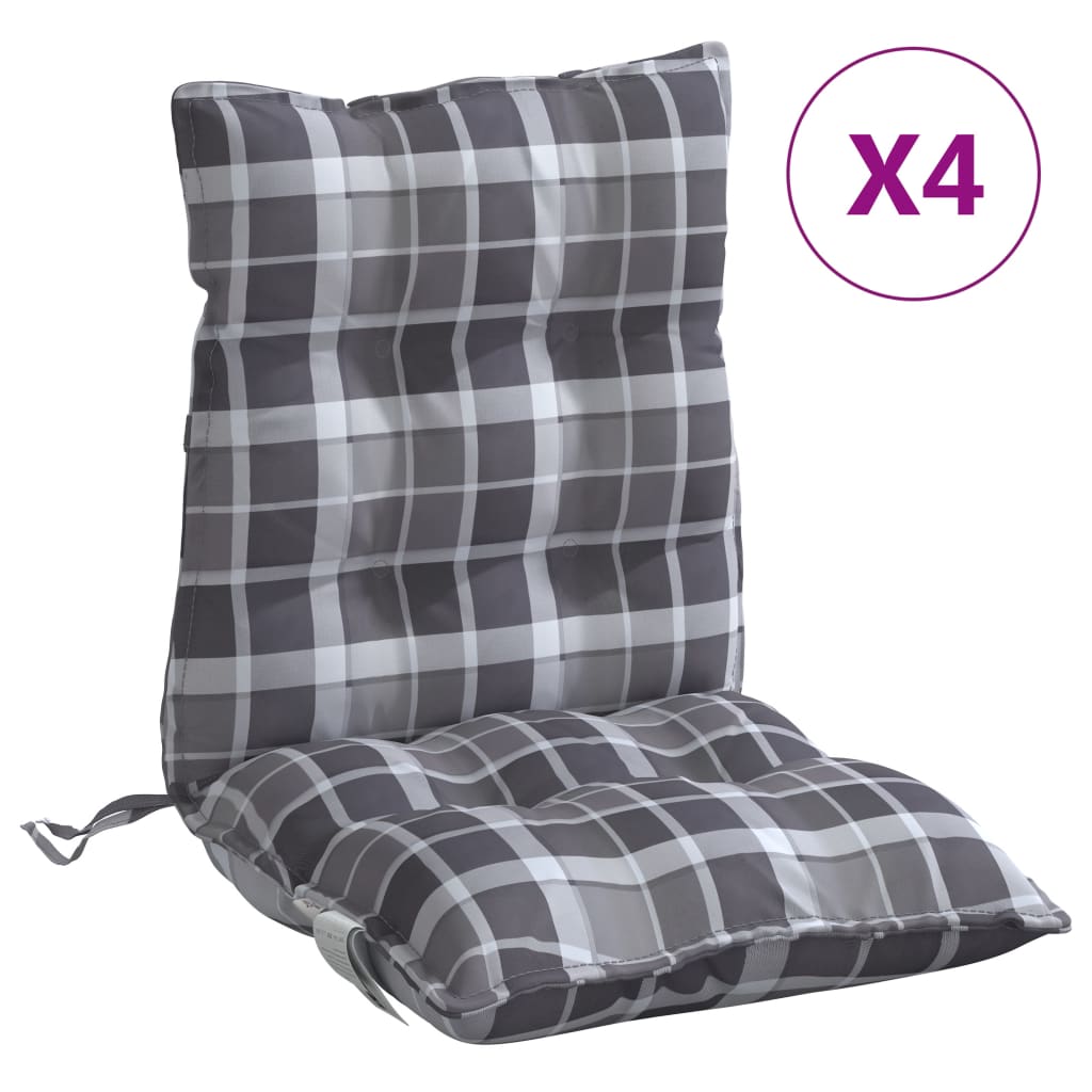 Cuscini Sedia Schienale Basso 4 pz Quadri Grigio Tessuto Oxford | homemem39