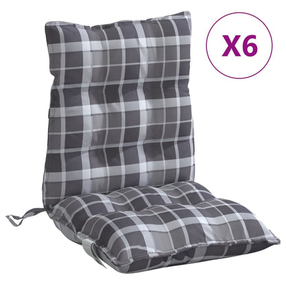 Cuscini Sedia Schienale Basso 6 pz Quadri Grigio Tessuto Oxford | homemem39