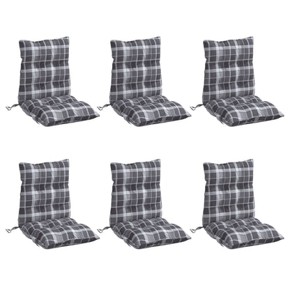 Cuscini Sedia Schienale Basso 6 pz Quadri Grigio Tessuto Oxford | homemem39