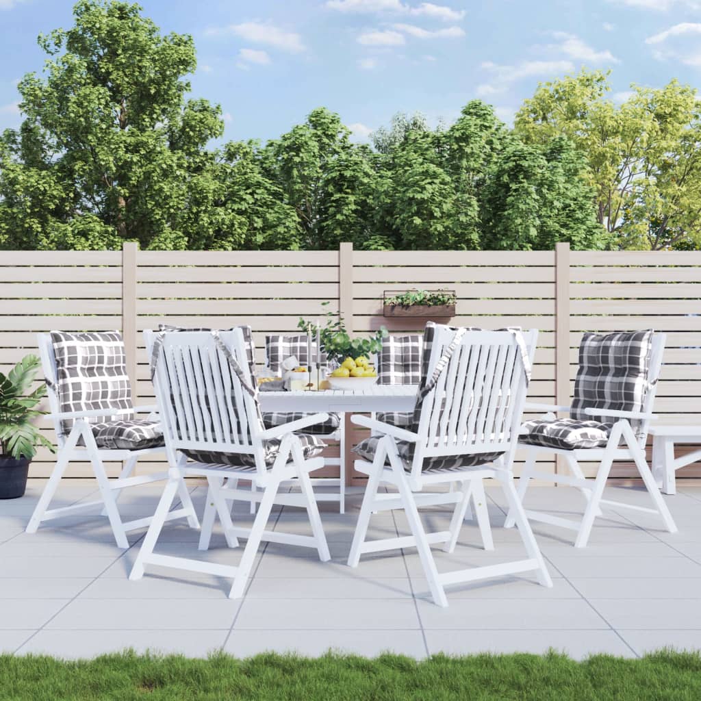 Cuscini Sedia Schienale Basso 6 pz Quadri Grigio Tessuto Oxford | homemem39