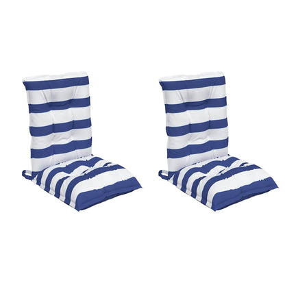 Cuscini Sedia Schienale Basso 2 pz a Righe Blu e Bianche Oxford | homemem39