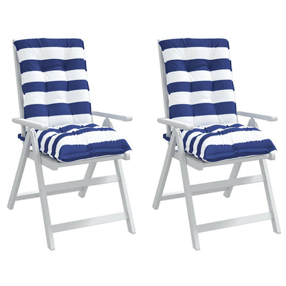 Cuscini Sedia Schienale Basso 2 pz a Righe Blu e Bianche Oxford | homemem39