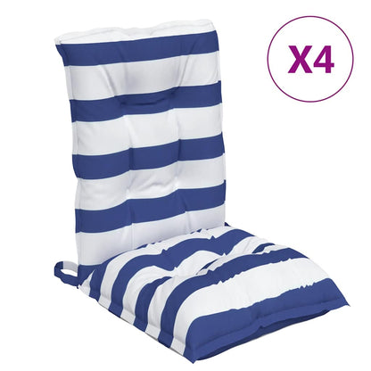 Cuscini Sedia Schienale Basso 4 pz a Righe Blu e Bianche Oxford | homemem39