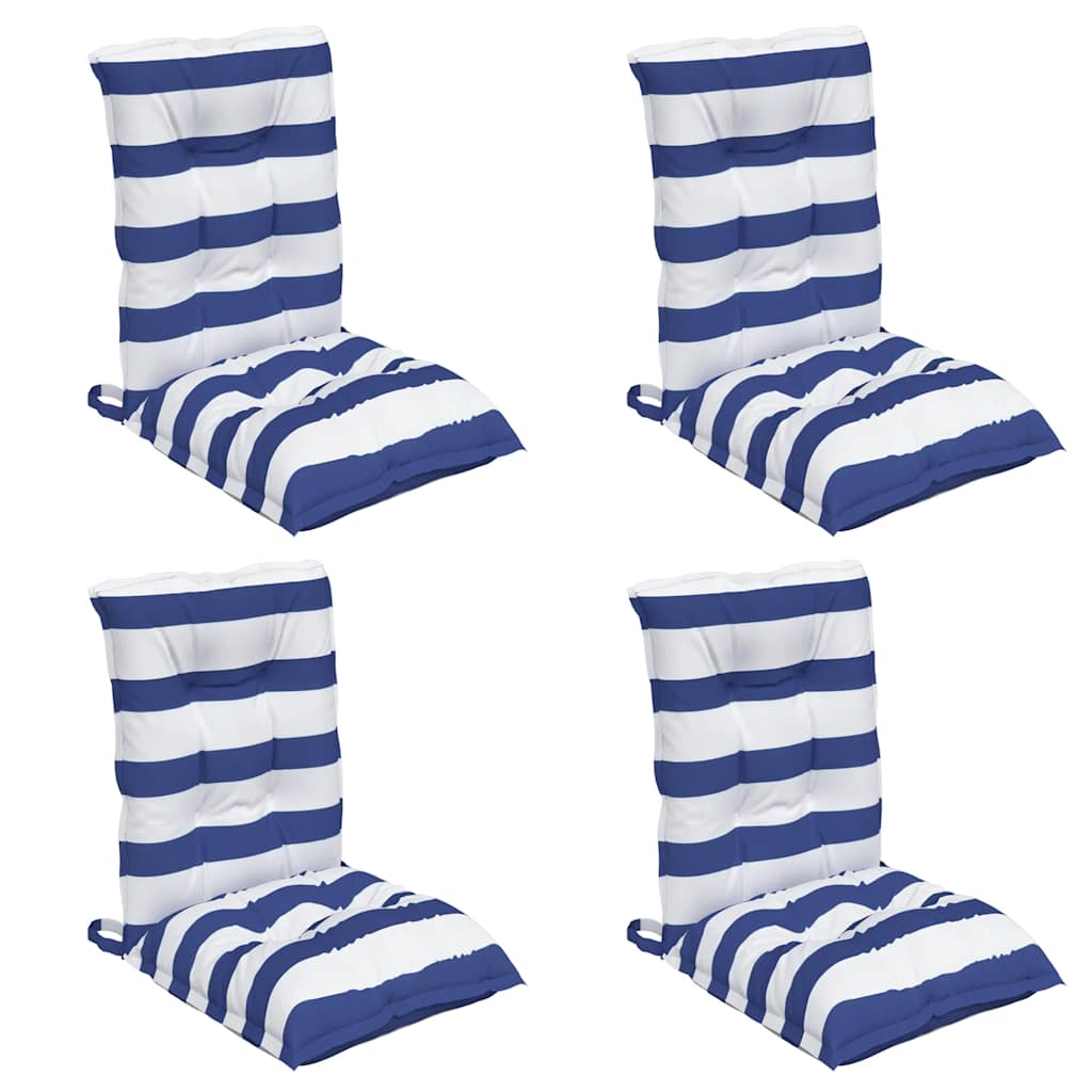 Cuscini Sedia Schienale Basso 4 pz a Righe Blu e Bianche Oxford | homemem39
