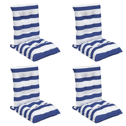 Cuscini Sedia Schienale Basso 4 pz a Righe Blu e Bianche Oxford | homemem39