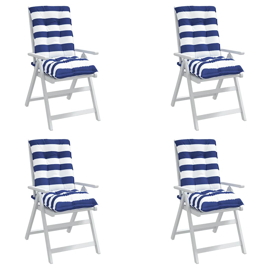 Cuscini Sedia Schienale Basso 4 pz a Righe Blu e Bianche Oxford | homemem39