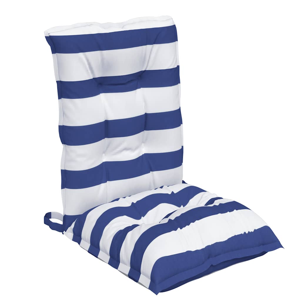 Cuscini Sedia Schienale Basso 4 pz a Righe Blu e Bianche Oxford | homemem39