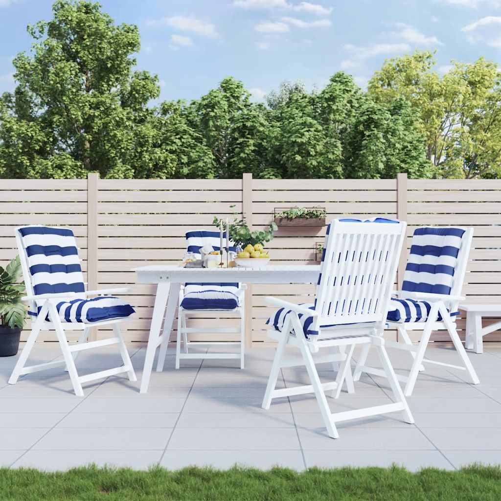 Cuscini Sedia Schienale Basso 4 pz a Righe Blu e Bianche Oxford | homemem39