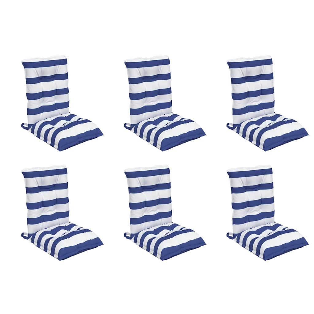 Cuscini Sedia Schienale Basso 6 pz a Righe Blu e Bianche Oxford | homemem39