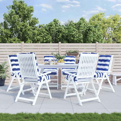 Cuscini Sedia Schienale Basso 6 pz a Righe Blu e Bianche Oxford | homemem39