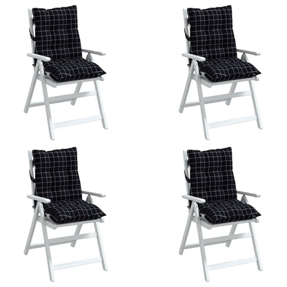 Cuscini Sedia Schienale Basso 4 pz Quadri Nero Tessuto Oxford | homemem39