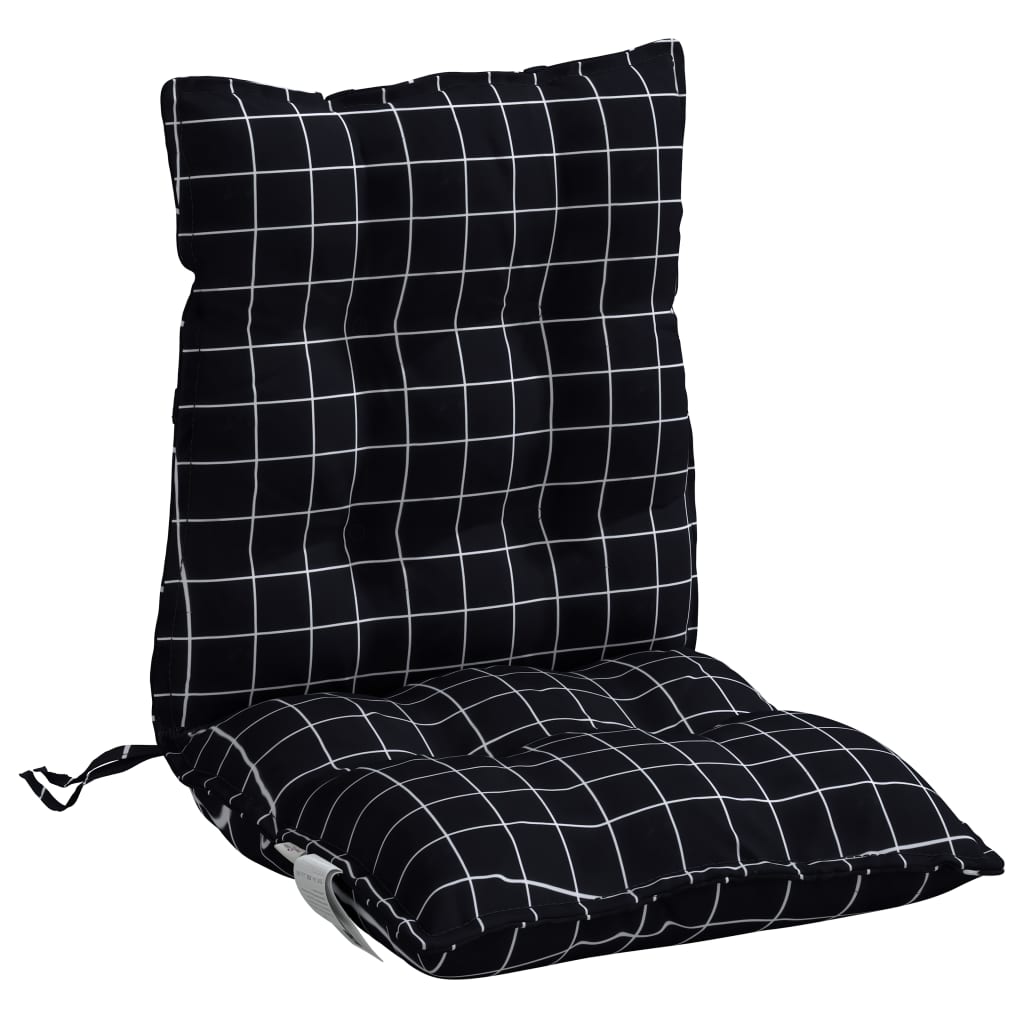 Cuscini Sedia Schienale Basso 6 pz Quadri Nero Tessuto Oxford | homemem39