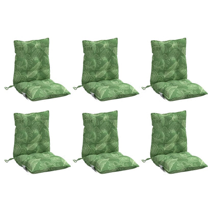 Cuscini Sedia Schienale Basso 6 pz Motivo Foglie Tessuto Oxford