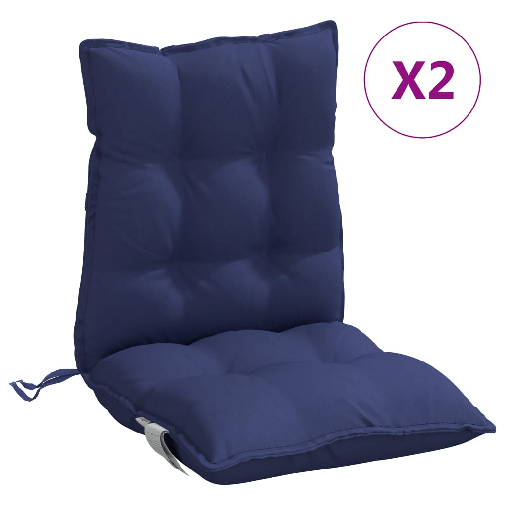 Cuscini Sedia Schienale Basso 2 pz Blu Marino in Tessuto Oxford | homemem39