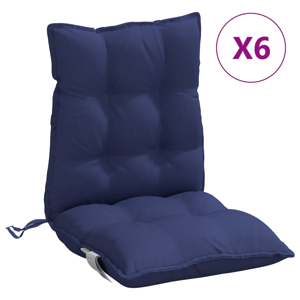 Cuscini Sedia Schienale Basso 6 pz Blu Marino in Tessuto Oxford | homemem39