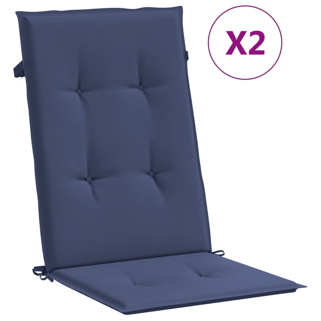 Cuscini Sedia Schienale Alto 2 pz Blu Marino in Tessuto | homemem39