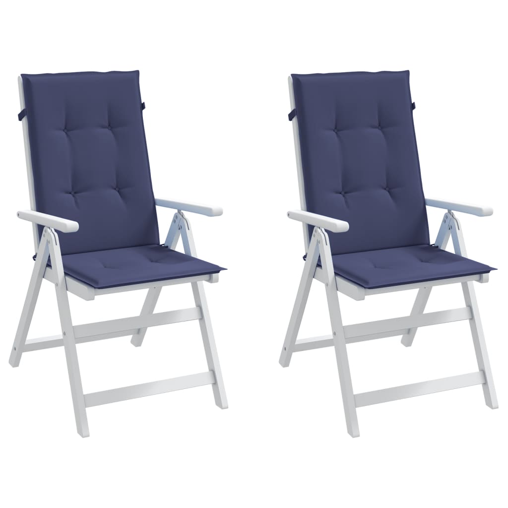 Cuscini Sedia Schienale Alto 2 pz Blu Marino in Tessuto | homemem39