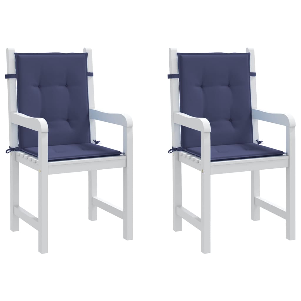 Cuscini Sedia Schienale Basso 2 pz Blu Marino in Tessuto | homemem39