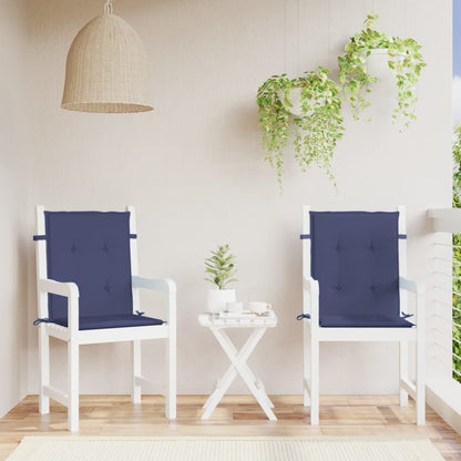 Cuscini Sedia Schienale Basso 2 pz Blu Marino in Tessuto | homemem39