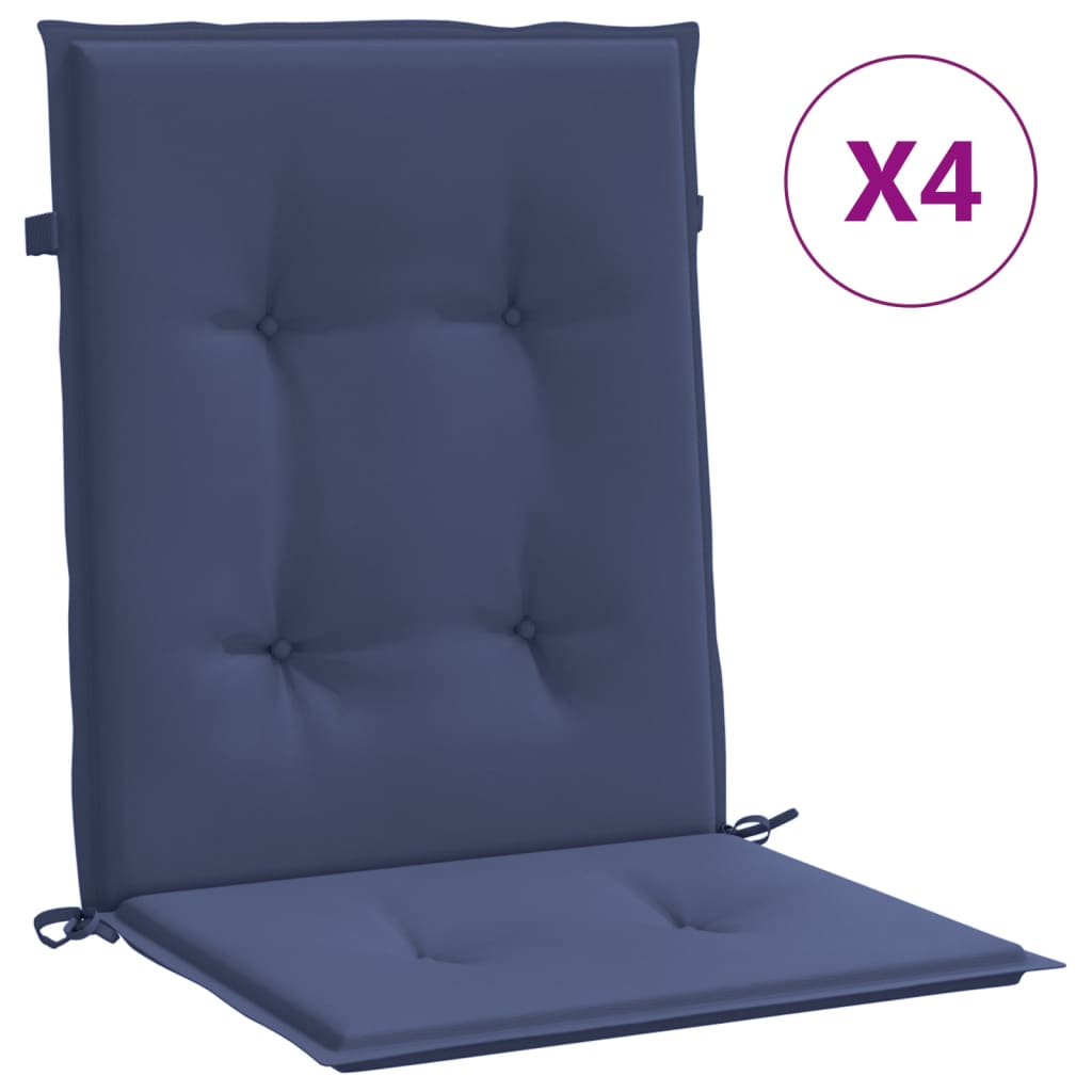 Cuscini Sedia Schienale Basso 4 pz Blu Marino in Tessuto | homemem39